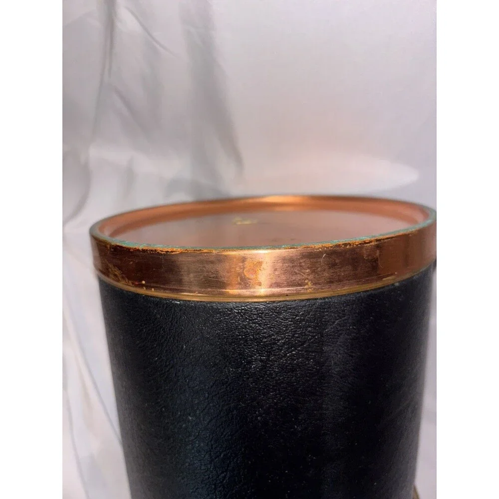 COPPERCRAFT GUILD- Vintage MCM Copper & Black Vinyl Ice Bucket 4.5 Qts.
